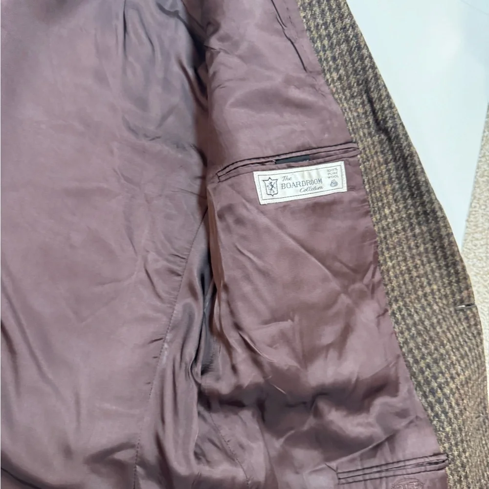 Hickey Freeman Vintage Brown Houndstooth Sport Coat